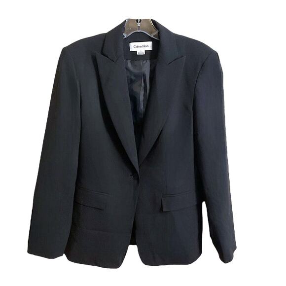 Calvin Klein Women's Size 4 Black One-Button Business Wool Jacket - Picture 1 of 11